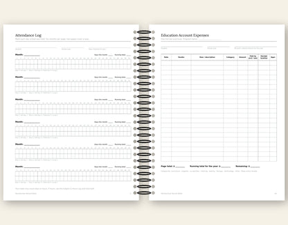 Homeschool Record Book — Attendance, Subjects & Expenses (Arkansas Edition)