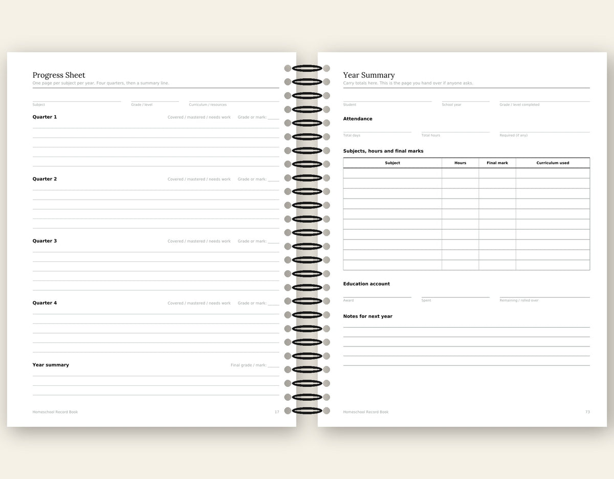 Homeschool Record Book — Attendance, Subjects & Expenses (Arkansas Edition)