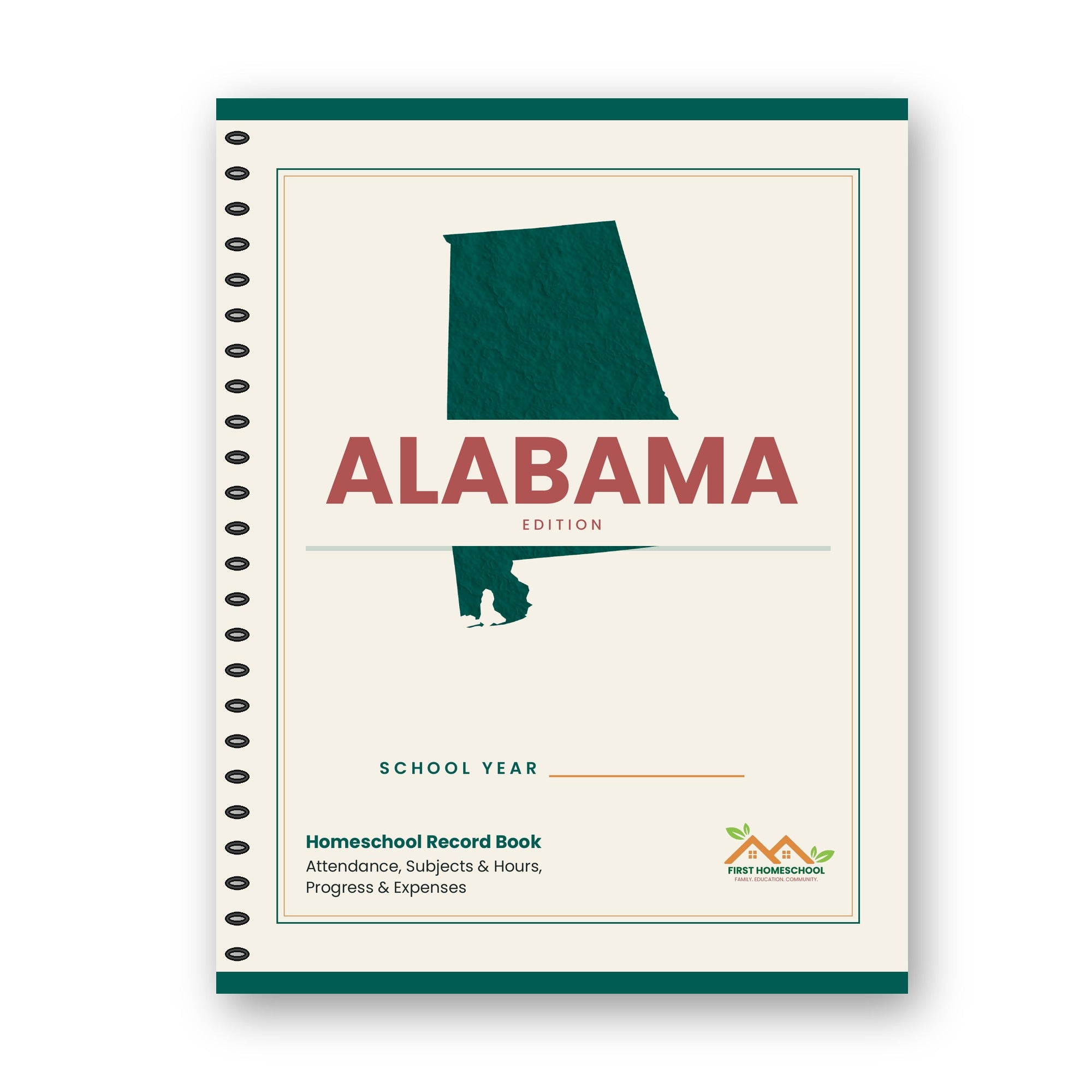 Homeschool Record Book — Attendance, Subjects & Expenses (Alabama Edition)