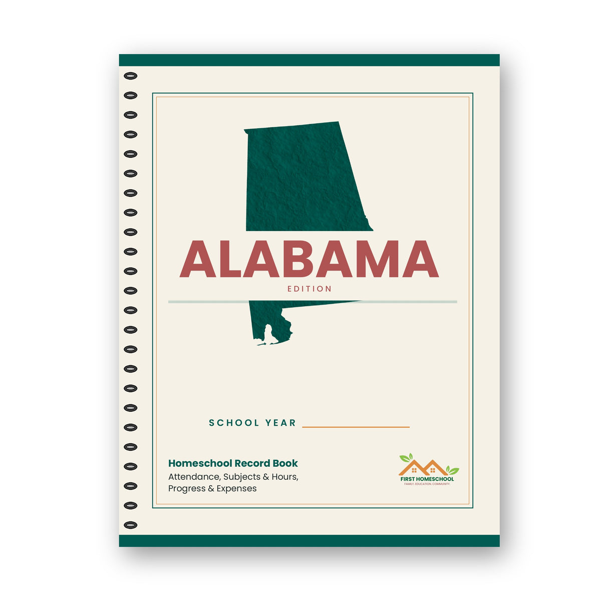 Homeschool Record Book — Attendance, Subjects & Expenses (Alabama Edition)