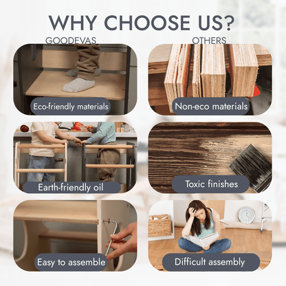 Stable Montessori Learning Tower: Wooden Growing Chair - Ivory