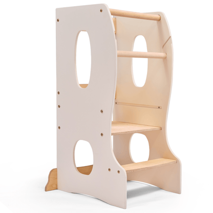 Stable Montessori Learning Tower: Wooden Growing Chair - Ivory