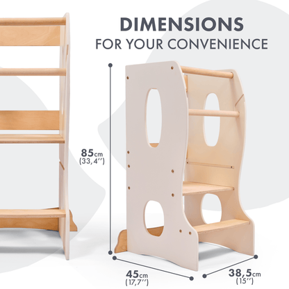 Stable Montessori Learning Tower: Wooden Growing Chair - Ivory