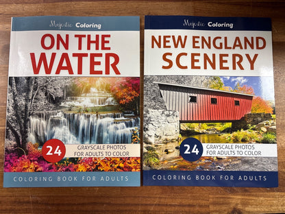 Majestic Coloring on the Water New England Scenery Coloring Books — front cover