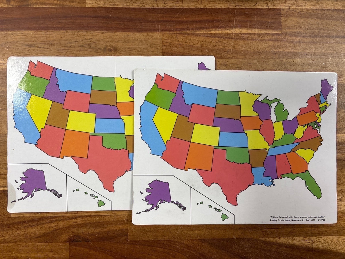 Ashley Productions USA Map Puzzle Wipe-Off Placemat #10709 — front cover
