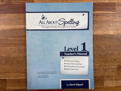 All About Spelling Level 1 Teacher's Manual by Marie Rippel