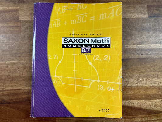 Saxon Math 8/7 with Prealgebra Solutions Manual — front cover