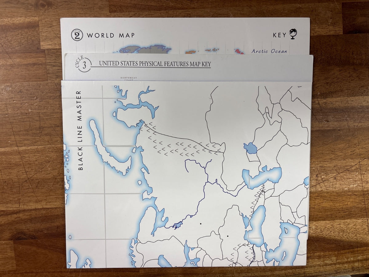 Outline Maps World & US Physical Features Key Set