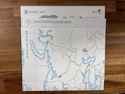 Outline Maps World & US Physical Features Key Set