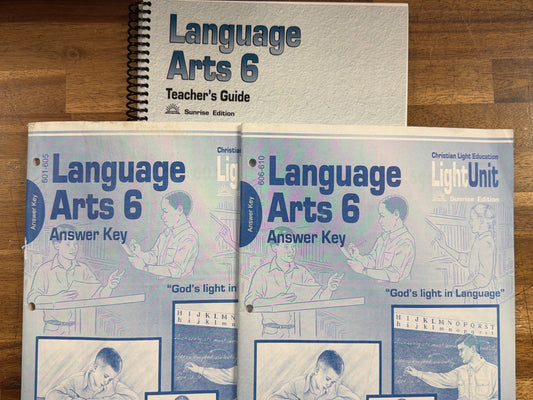 Christian Light Language Arts 6 Teacher Guide & Answer Keys