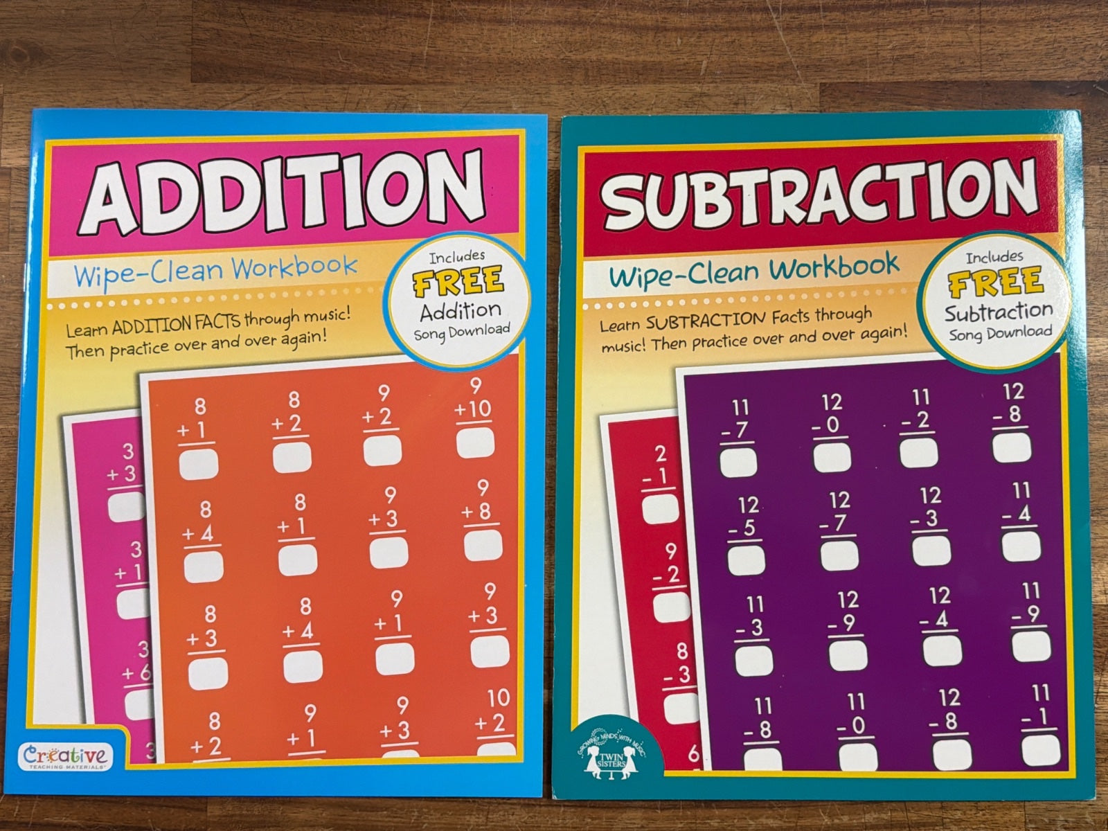 Twin Sisters Addition & Subtraction Wipe-Clean Workbooks Set