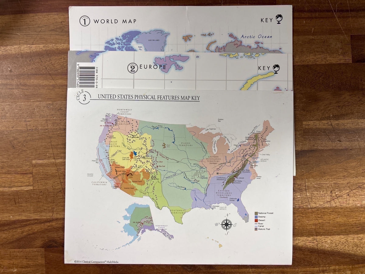 Classical Conversations Cycle 1-3 Map Keys Set (World, Europe, US