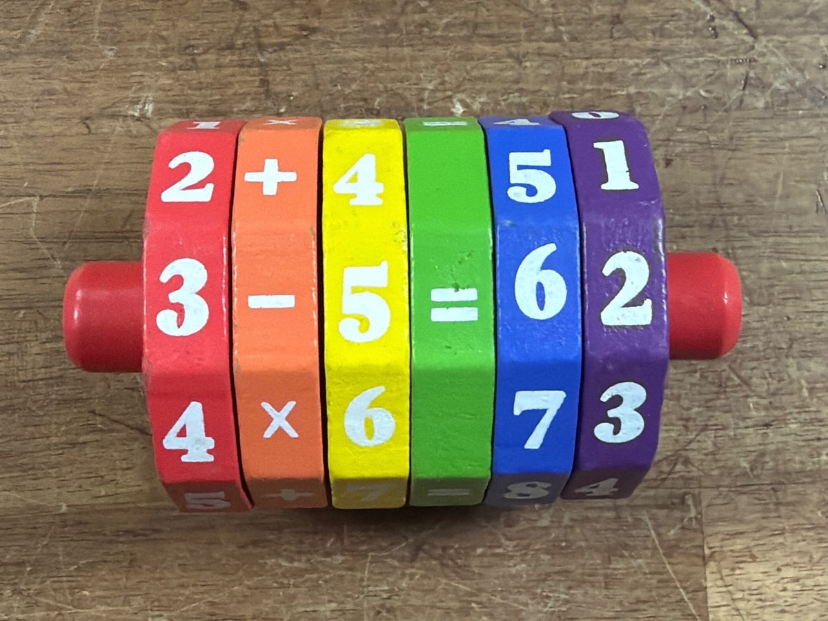 Wooden Math Wheel Manipulative Toy Addition Subtraction