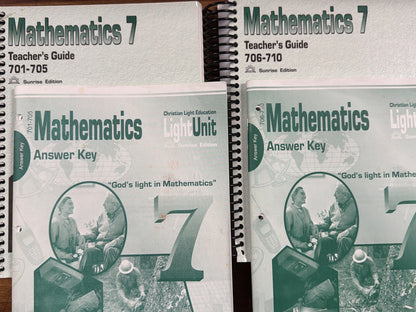 Christian Light Education Math 7 Teacher's Guide Answer Key Set