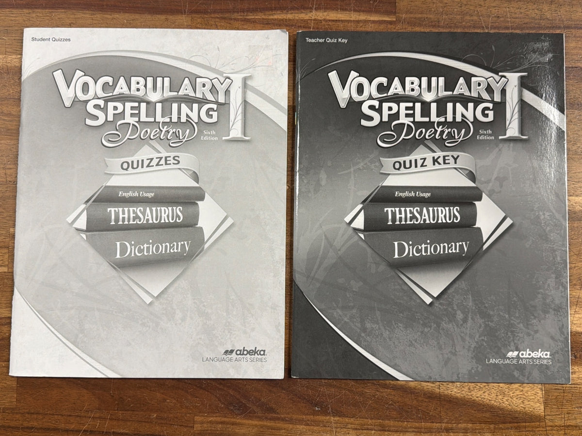 Abeka Vocabulary Spelling Poetry I Quiz & Key Set 6th Ed
