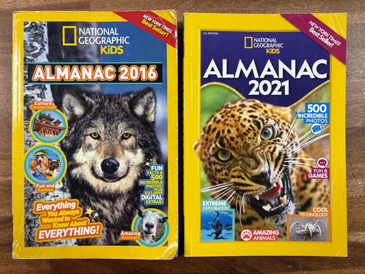 National Geographic Kids Almanac 2016 & 2021 Set