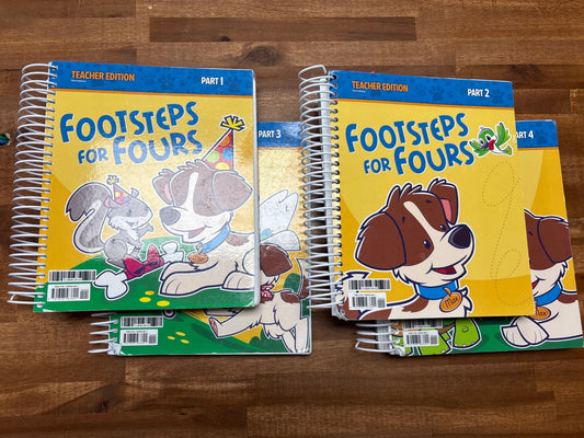 BJU Press Footsteps for Fours Teacher Edition Parts 1-4 3rd Ed
