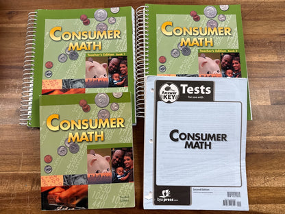 BJU Press Consumer Math 2nd Ed Set: Teacher Books 1&2, Test