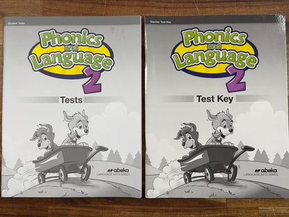 Abeka Phonics and Language 2 Tests & Teacher Test Key Set