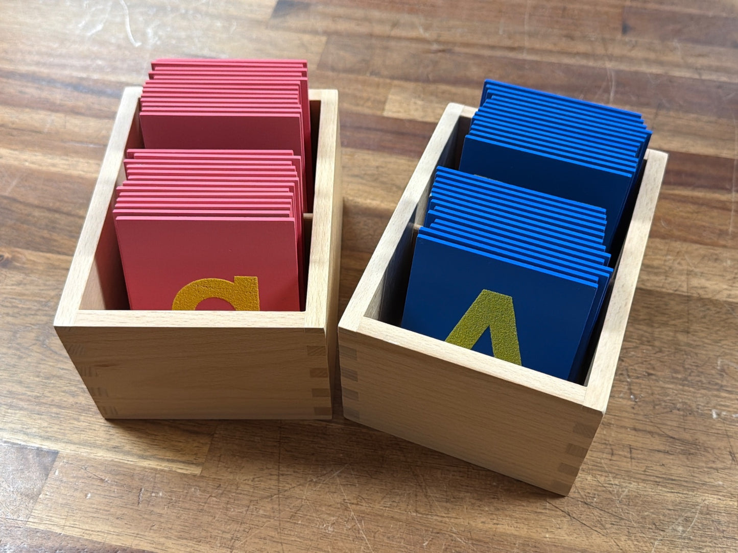Montessori Sandpaper Letters Upper Lowercase Set Boxes