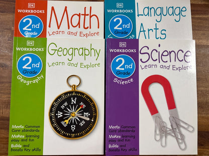 DK Workbooks 2nd Grade Set: Math, Language Arts, Science, Geograp — front cover