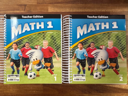 BJU Press Math 1 Teacher Edition Part 1 & 2 5th Ed — front cover