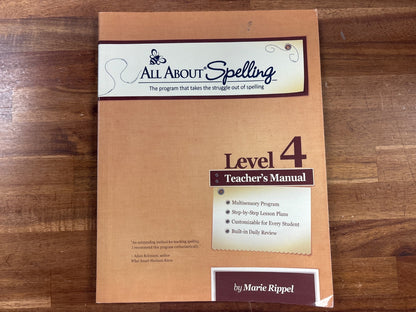 All About Spelling - Level 4 - Teacher's Manual w/ Extras — Good