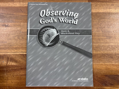 Abeka Observing God's World Quiz & Worksheet Key Grade 6