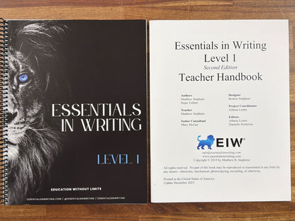 Essentials in Writing Level 1 2nd Edition Student & Teacher Set