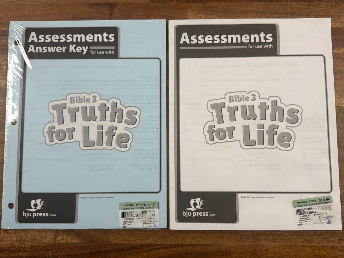 BJU Press Bible 3 Truths for Life Assessments & Answer Key