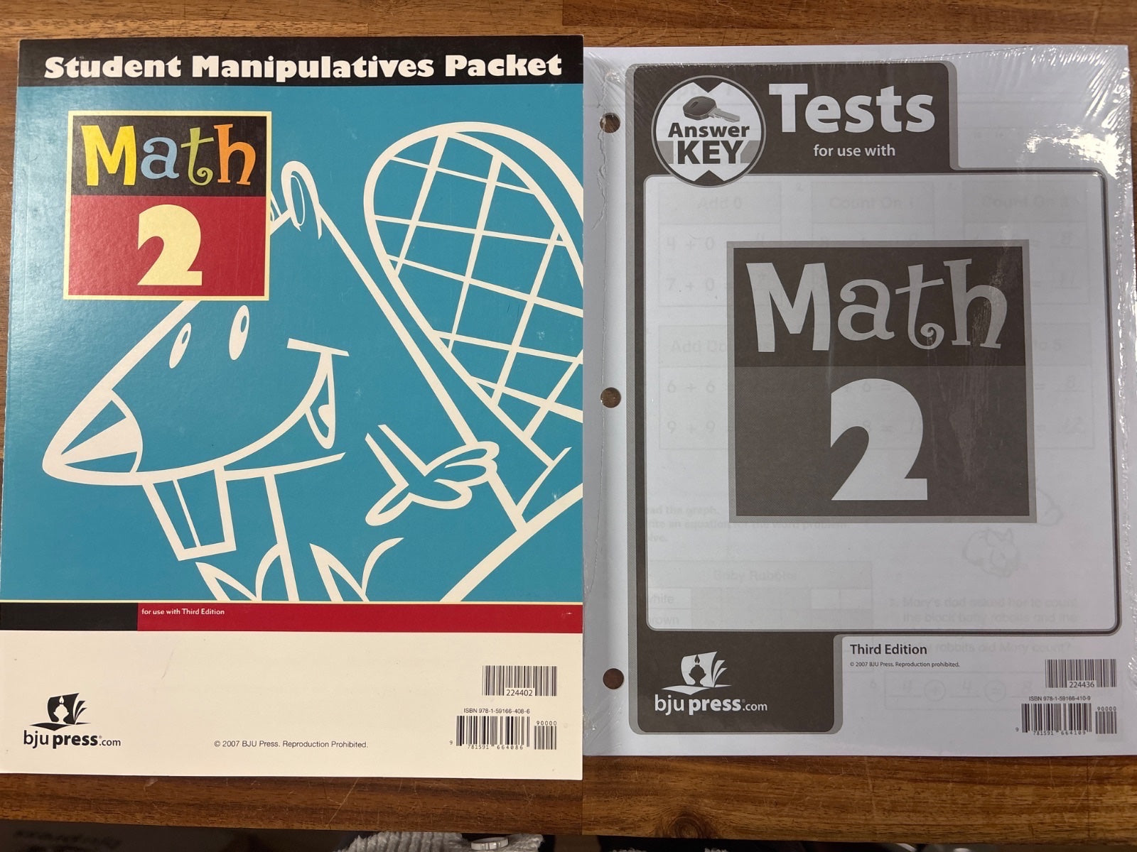 BJU Press Math 2 Manipulatives Packet & Tests Answer Key 3rd Ed