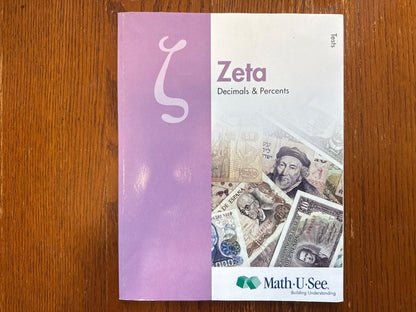 Math-U-See Zeta Decimals & Percents Tests Booklet