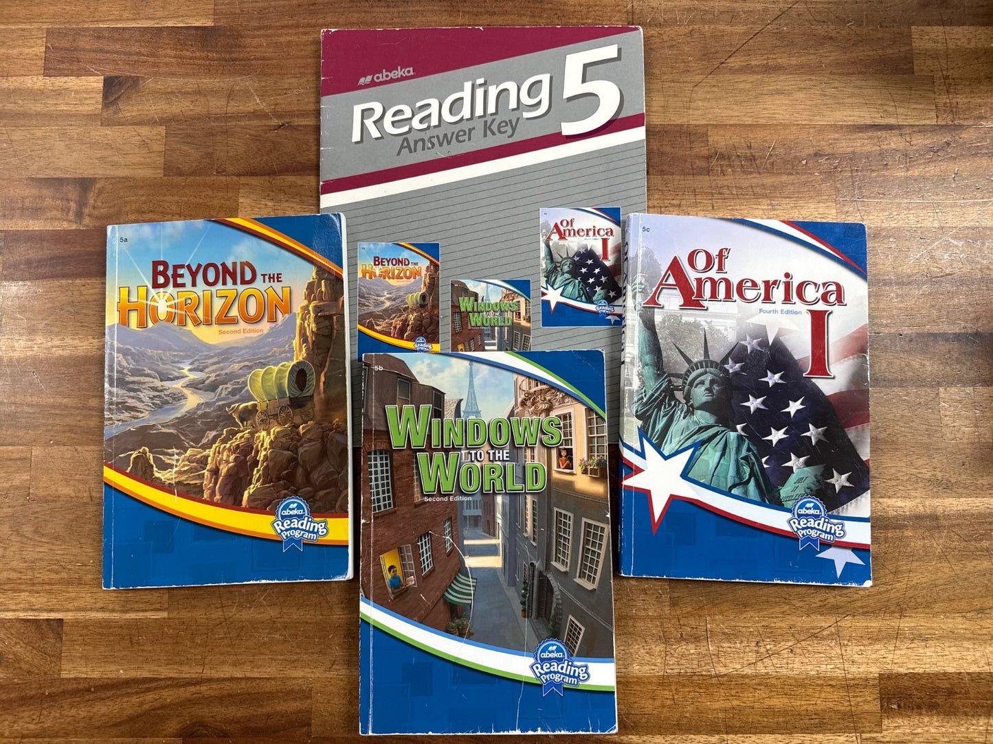 Abeka Reading 5 Set: Beyond Horizon, Windows, of America I + Key