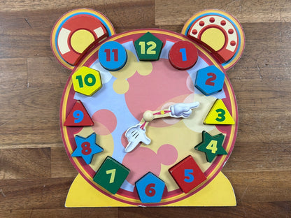 Wooden Shape Sorting Learning Clock Puzzle Toy