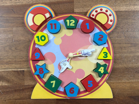 Wooden Shape Sorting Learning Clock Puzzle Toy
