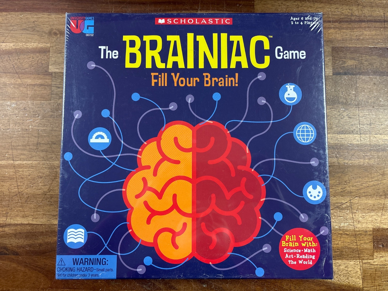 The Brainiac Game by Scholastic & University Games Ages 6+ — front cover