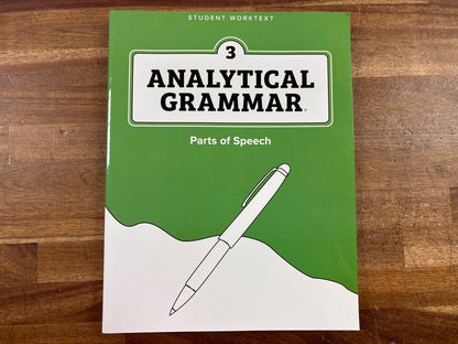Analytical Grammar 3 Parts of Speech Student Worktext — front cover