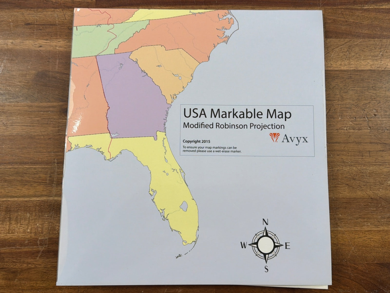 Avyx USA Markable Map Modified Robinson Projection 2015