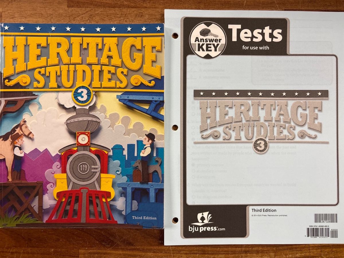 BJU Press Heritage Studies 3 Student Text & Tests Key 3rd Ed