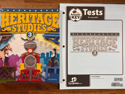 BJU Press Heritage Studies 3 Student Text & Tests Key 3rd Ed