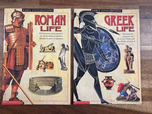 Scholastic Early Civilizations Roman & Greek Life Books Set