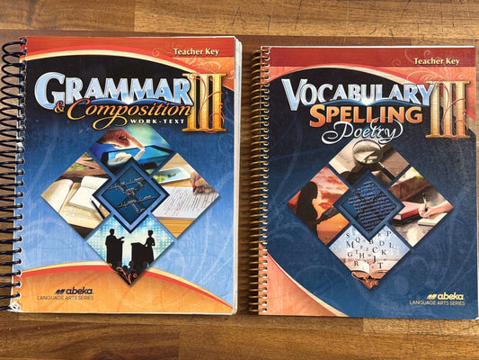 Abeka Grammar & Composition III + Vocabulary Spelling Poetry III Key Set