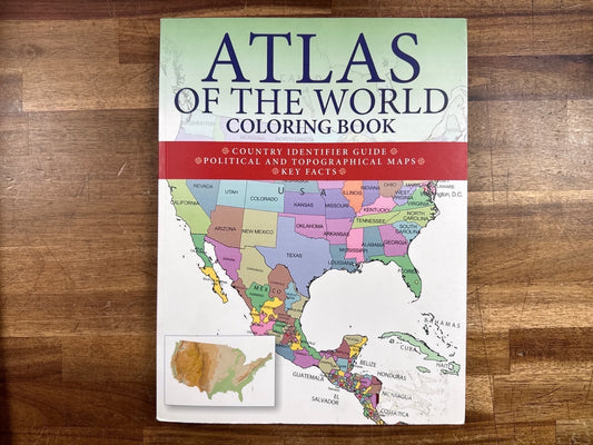 Atlas of the World Coloring Book: Political & Topo Maps