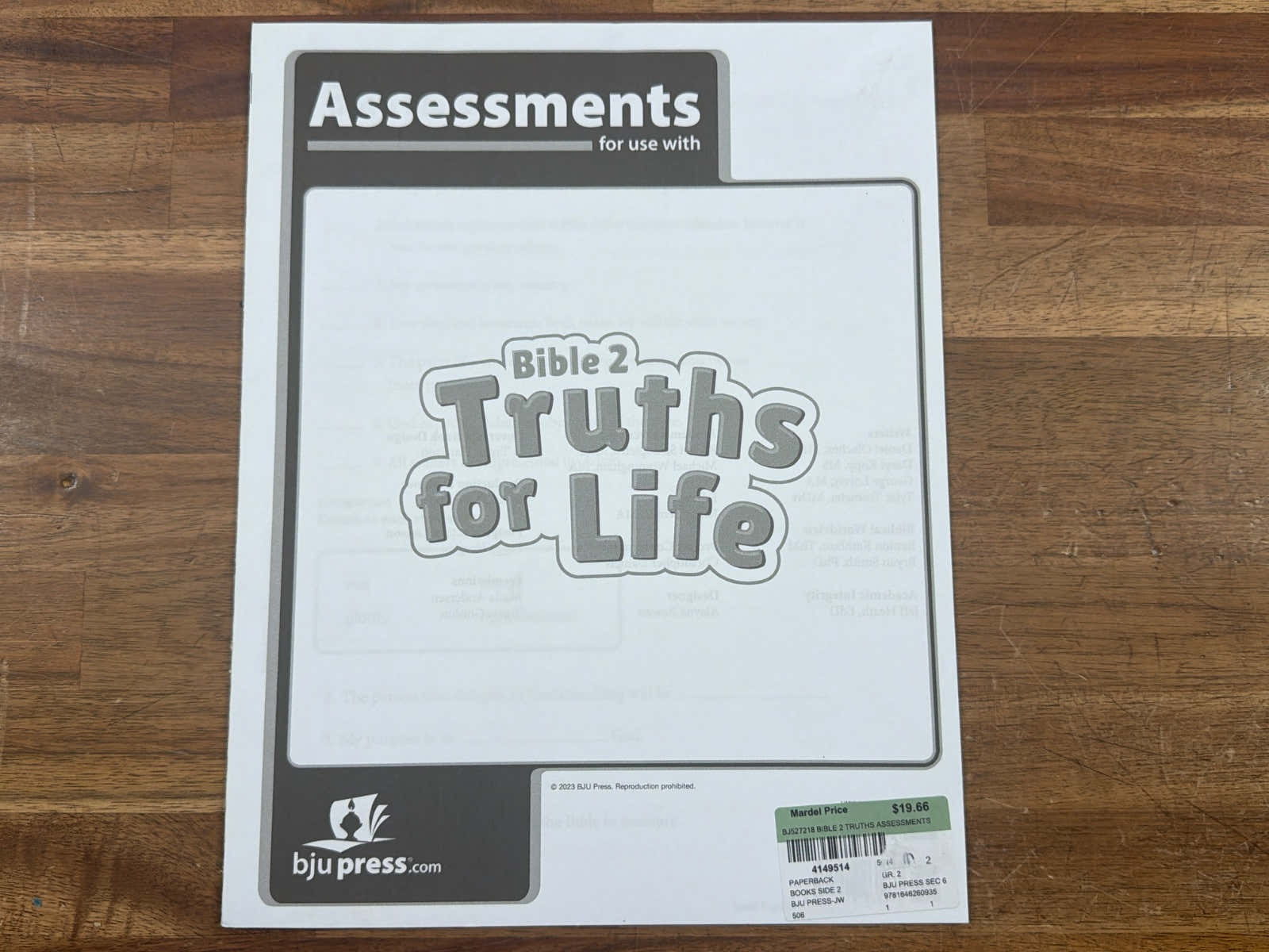 BJU Press Bible 2 Truths for Life Assessments