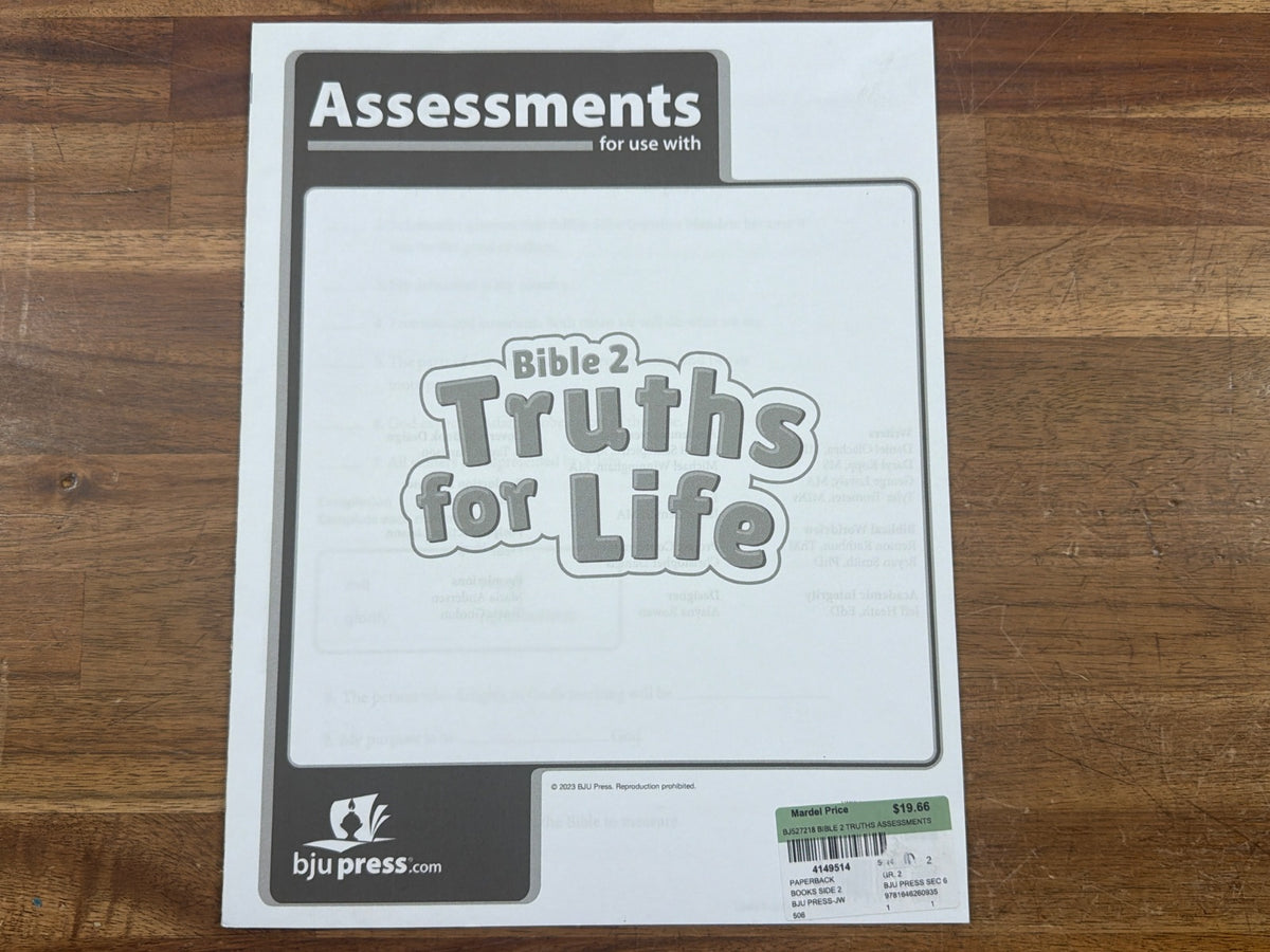 BJU Press Bible 2 Truths for Life Assessments