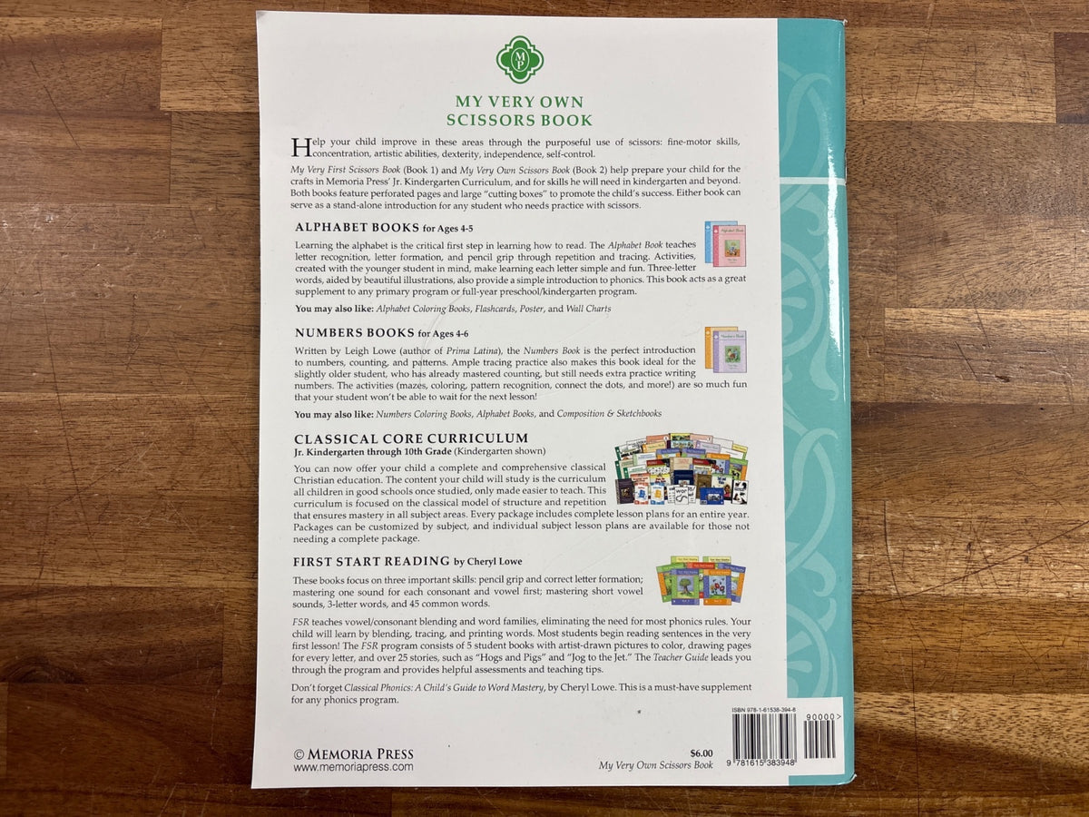 My Very Own Scissors Book by Cheryl Swope, Memoria Press