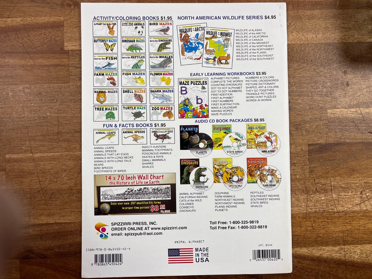 Spizzirri Animal Alphabet Educational Read & Color Book