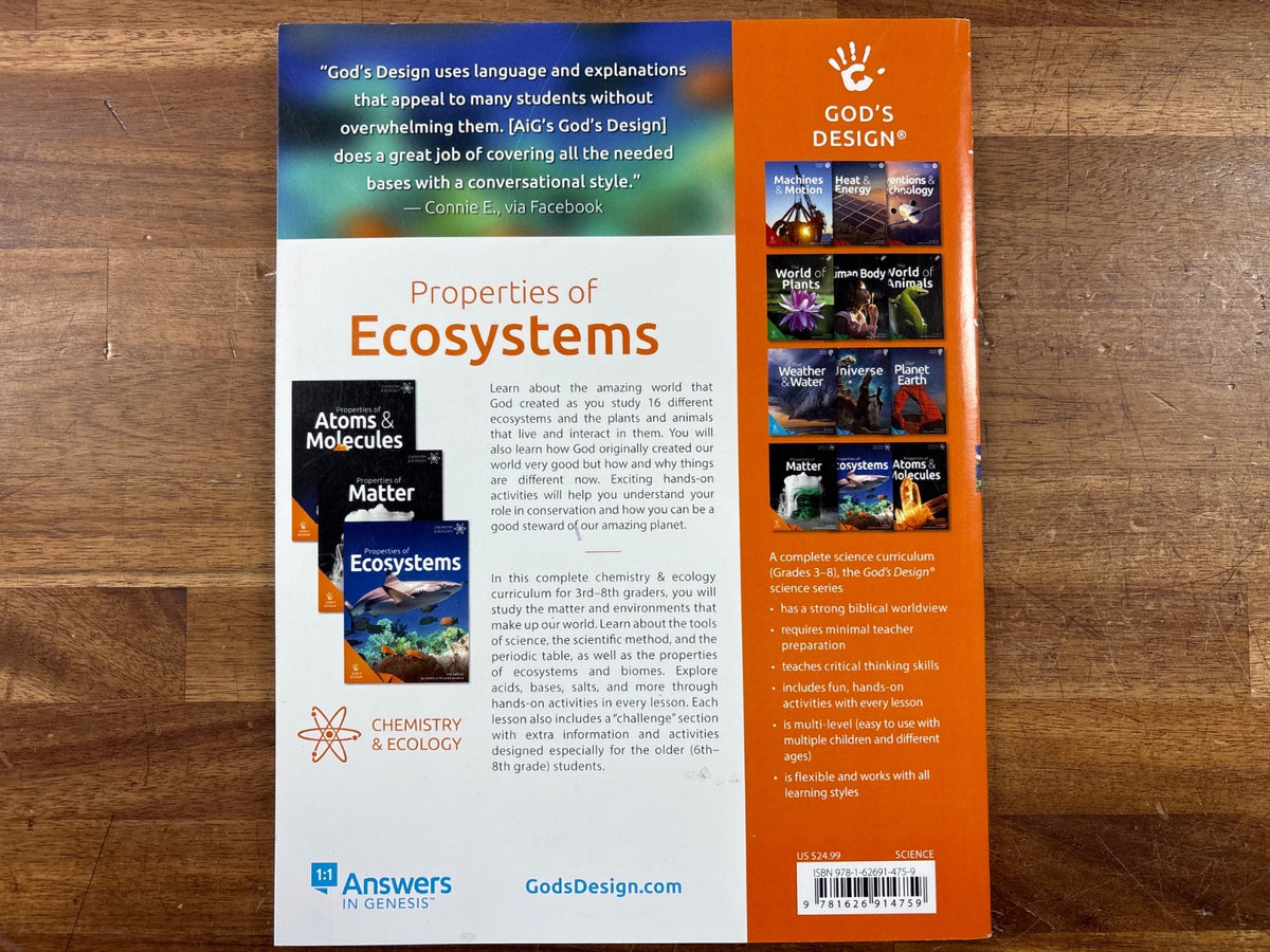 God's Design Properties of Ecosystems 4th Edition Chemistry & Eco