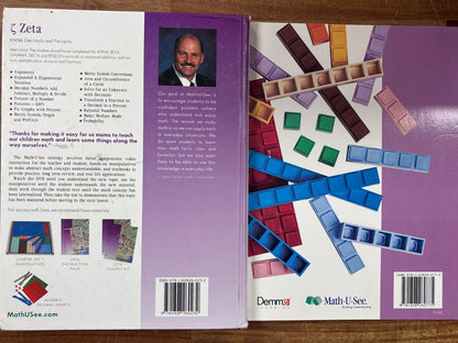 Math-U-See Zeta Decimals & Percents Instruction & Tests
