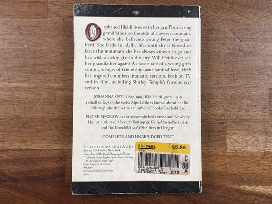 Heidi by Johanna Spyri - Aladdin Classics Paperback Edition